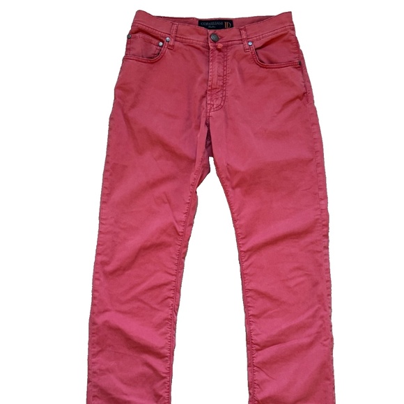 Corneliani ID Pants Mens 30x32 Red Chino Designer Flat Front Preppy Italy - Picture 1 of 8